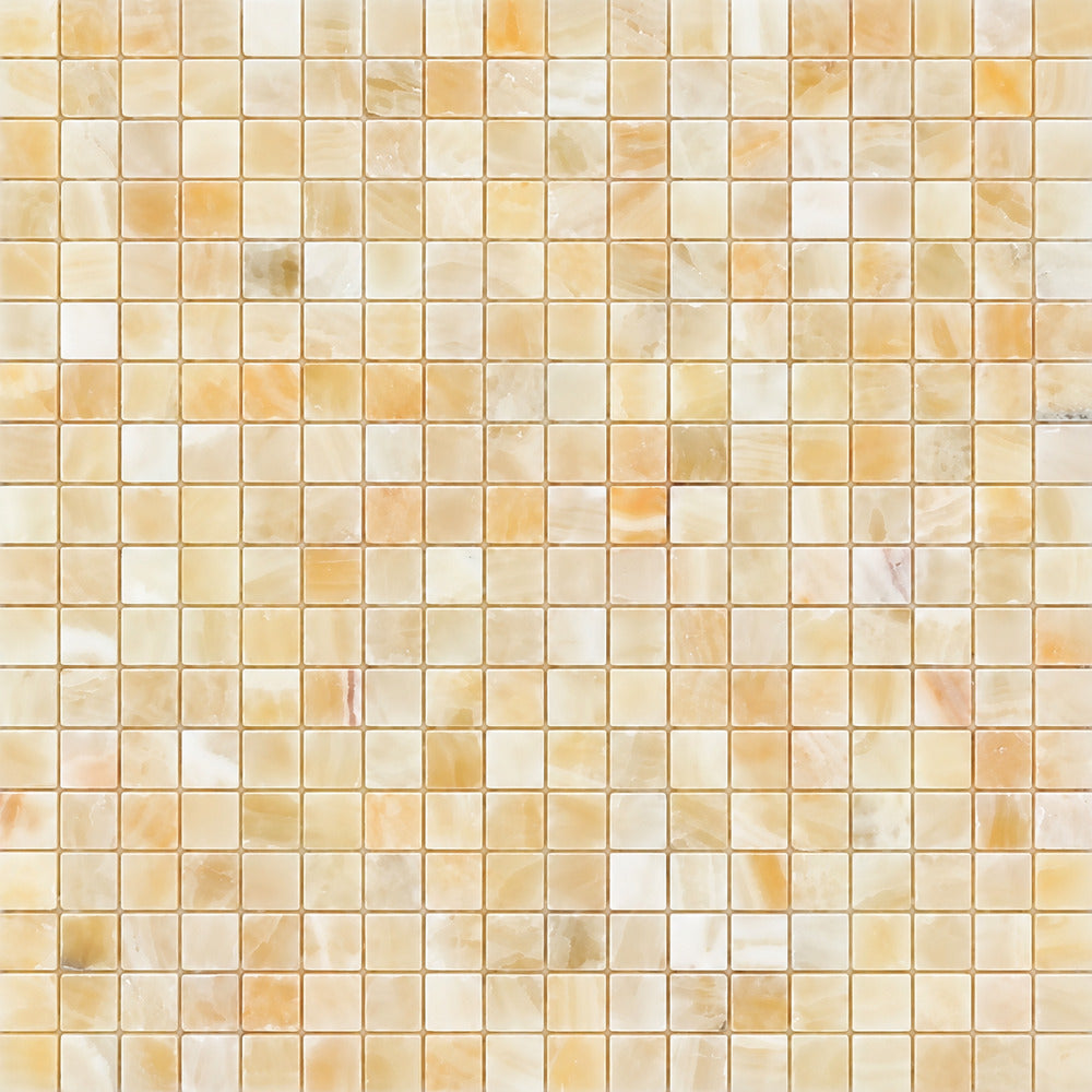 Aurora Onyx 5/8x5/8 Mosaic Polished installed close-up