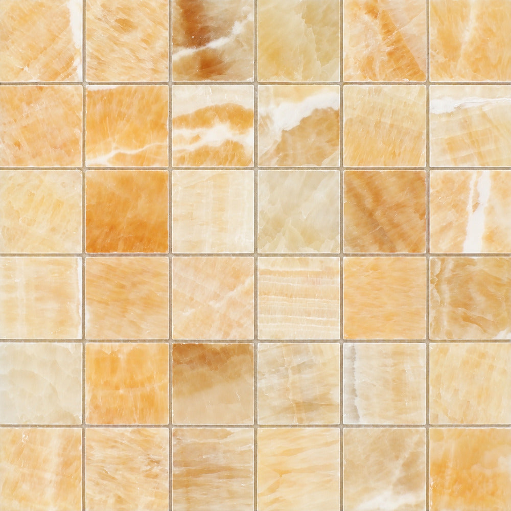 Aurora Onyx 2x2 Mosaic Tile Polished installed close-up