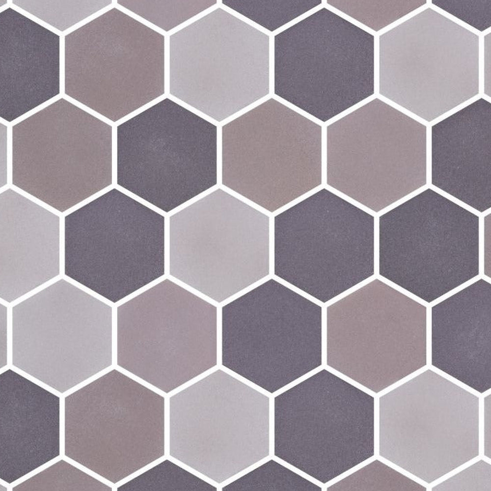 Stonecraft XL Mixed Grey 11.25x11.25 Glass Hexagon Mosaic Tile installed close-up