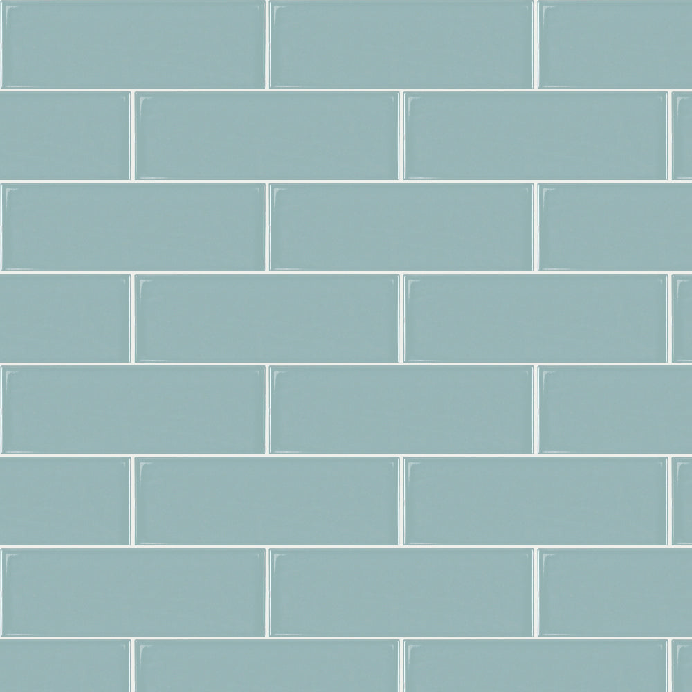 Timeless Teal 4x12 Bright Ceramic Tile close-up