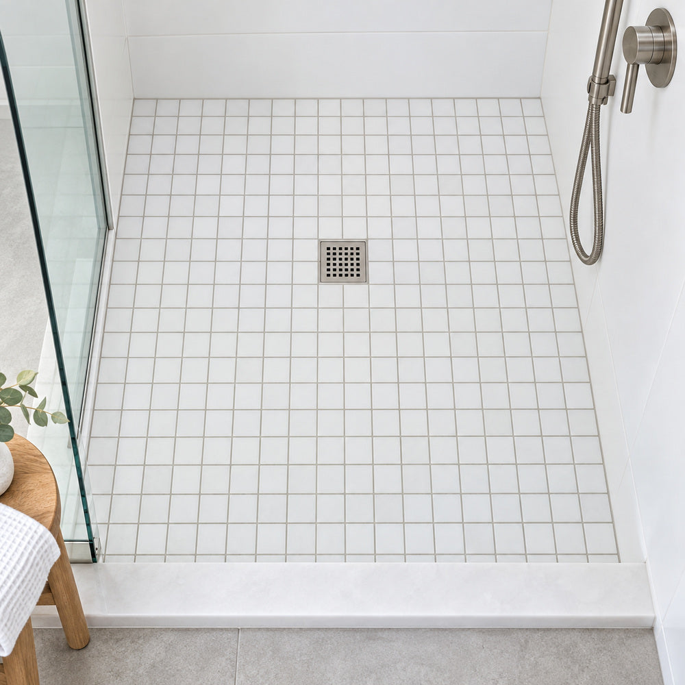 Thassos White 2x2 Polished/Honed Marble Mosaic Tile room scene