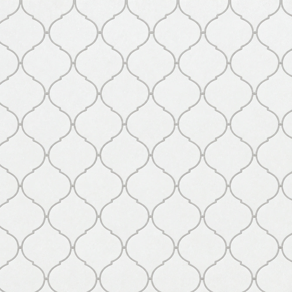 Thassos White Arabesque 12x12 Polished/Honed Marble Mosaic Tile close-up