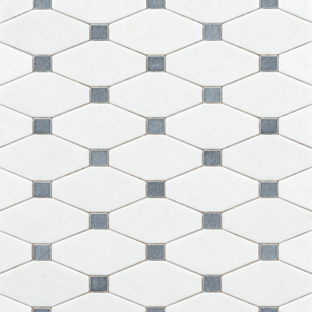 Thassos White & Blue Octave 12x12 Polished/Honed Mosaic Tile close-up