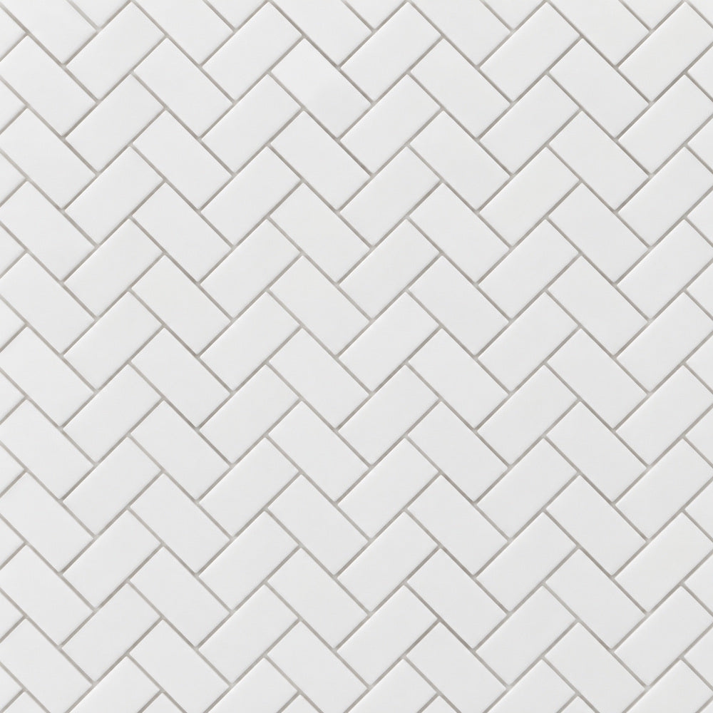 Thassos White Herringbone 1 X 2 Polished/Honed Marble Mosaic Tile close-up