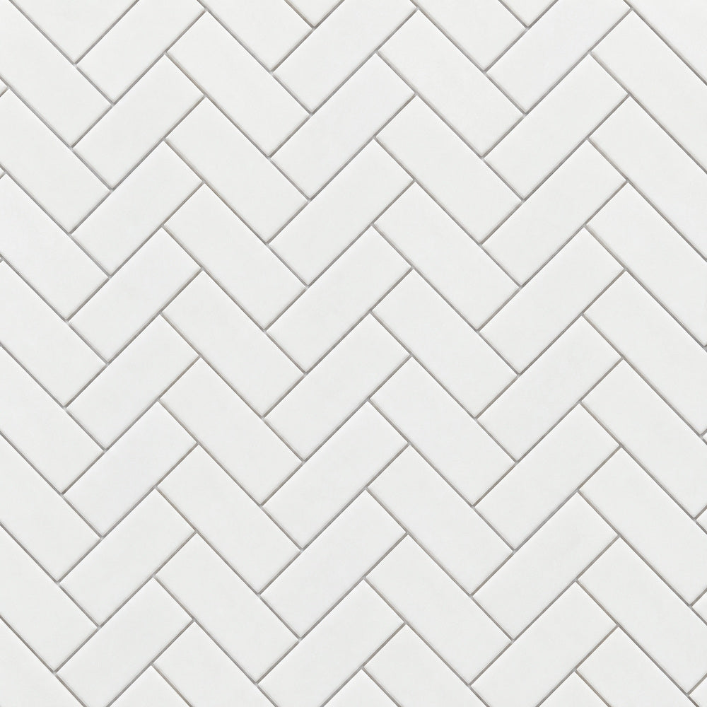 Thassos White Herringbone 1X3 Polished/Honed Marble Mosaic Tile close-up