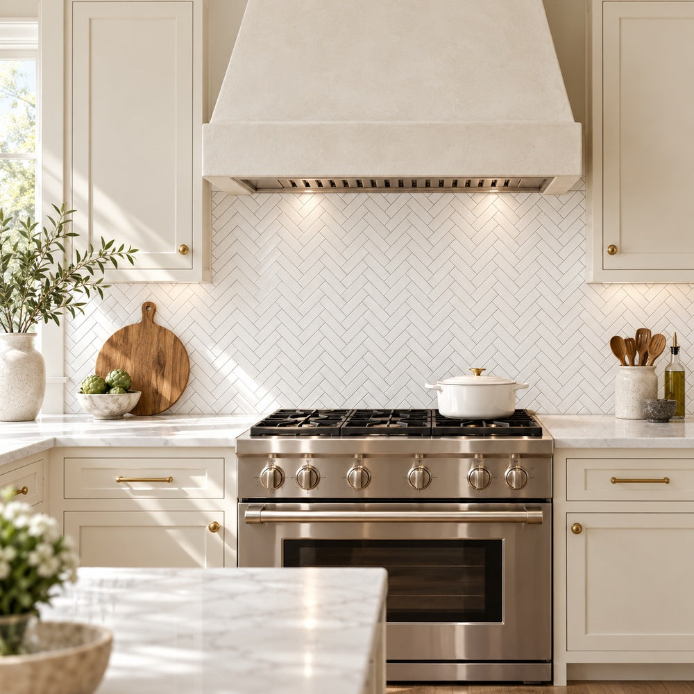 Thassos White Herringbone 1X4 Polished/Honed Marble Mosaic Tile room scene