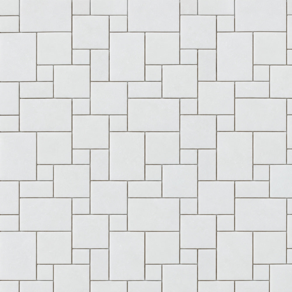 Thassos White Opus 12x12 Polished/Honed Marble Mosaic Tile close-up