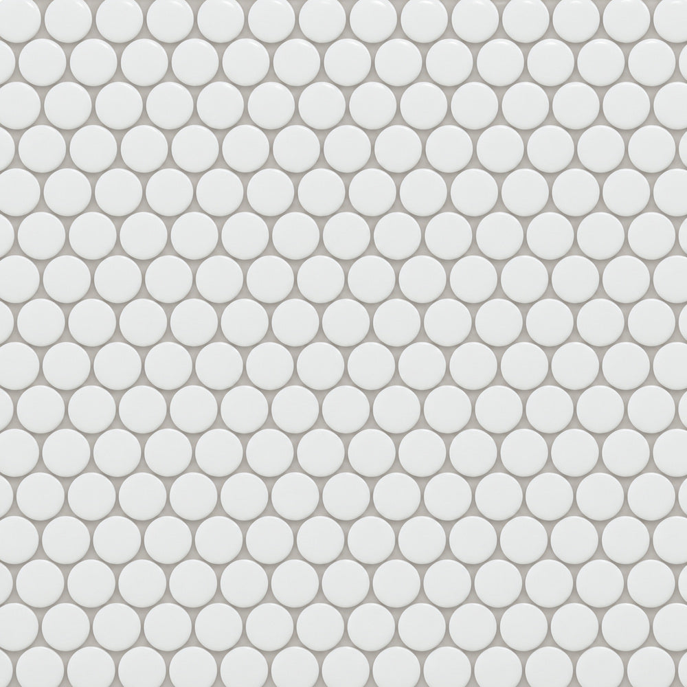 Thassos White Penny Round 12x12 Polished/Honed Marble Mosaic Tile close-up