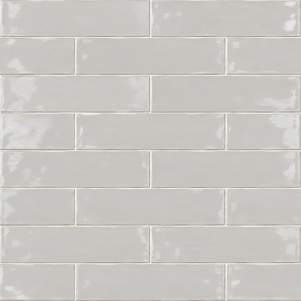 Thebes Gris 3x12 Ceramic Tile Glossy installed tile close-up
