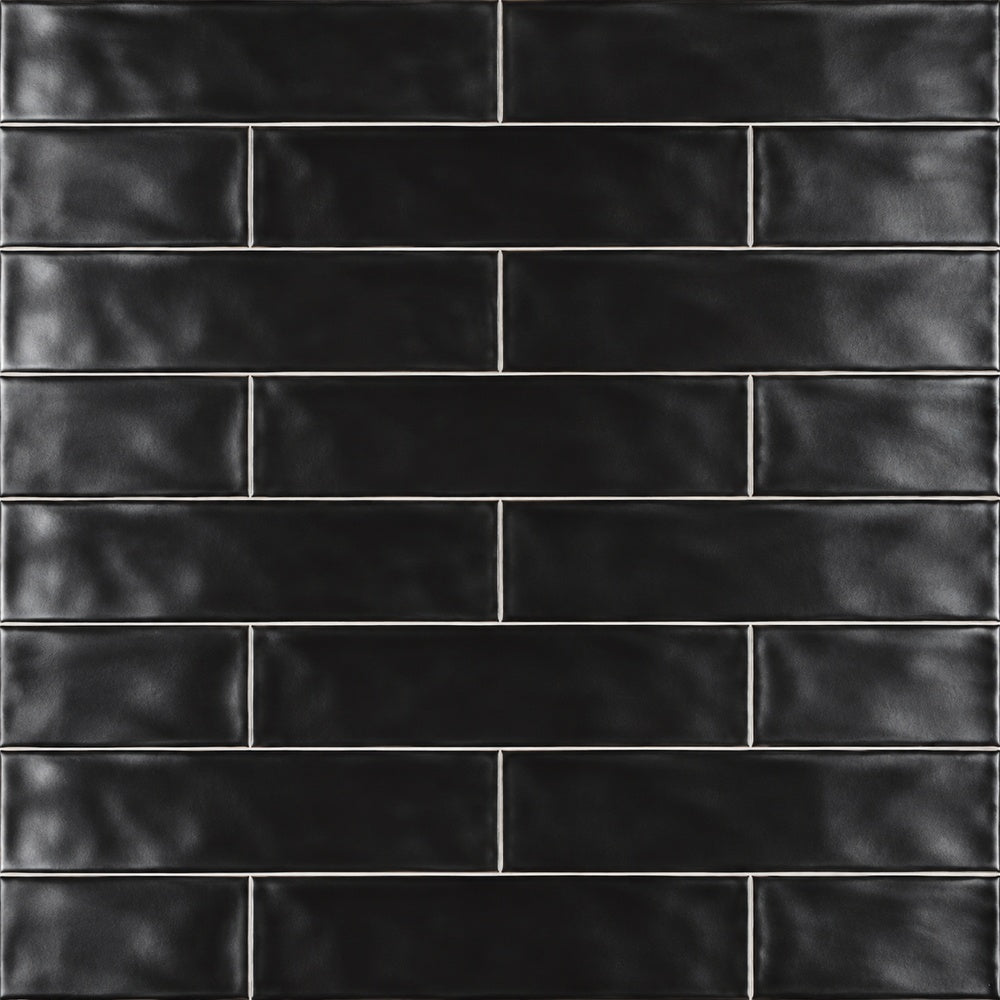 Thebes Noir 3x12 Ceramic Tile Matte installed tile close-up