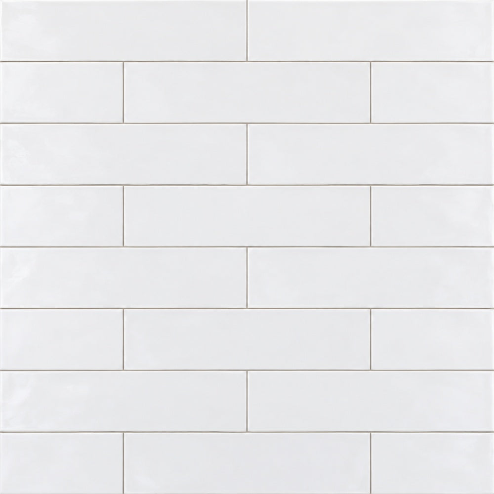 Thebes White Ice 3x12 Ceramic Tile Matte installed tile close-up