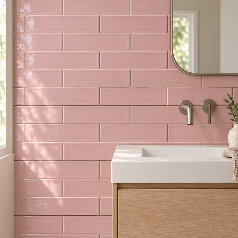 Chanelle Princess Pink 3x12 Glossy Ceramic Tile — generated installation scene