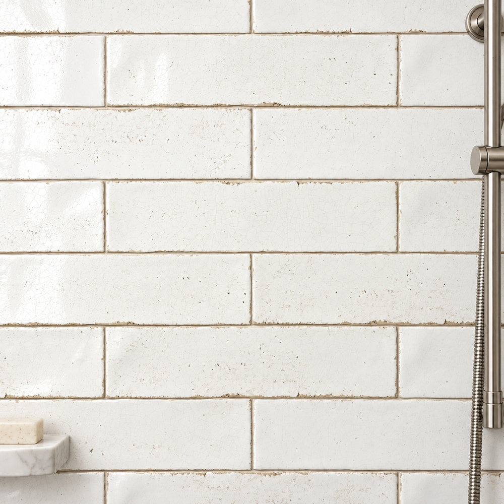 San Fran White Crackled 3x12 Ceramic Tile Glossy — generated wall installation scene