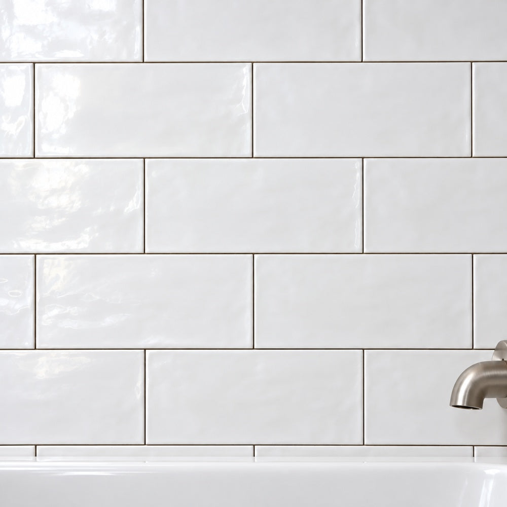 San Fran White 4x10 Ceramic Tile Glossy — generated wall installation scene