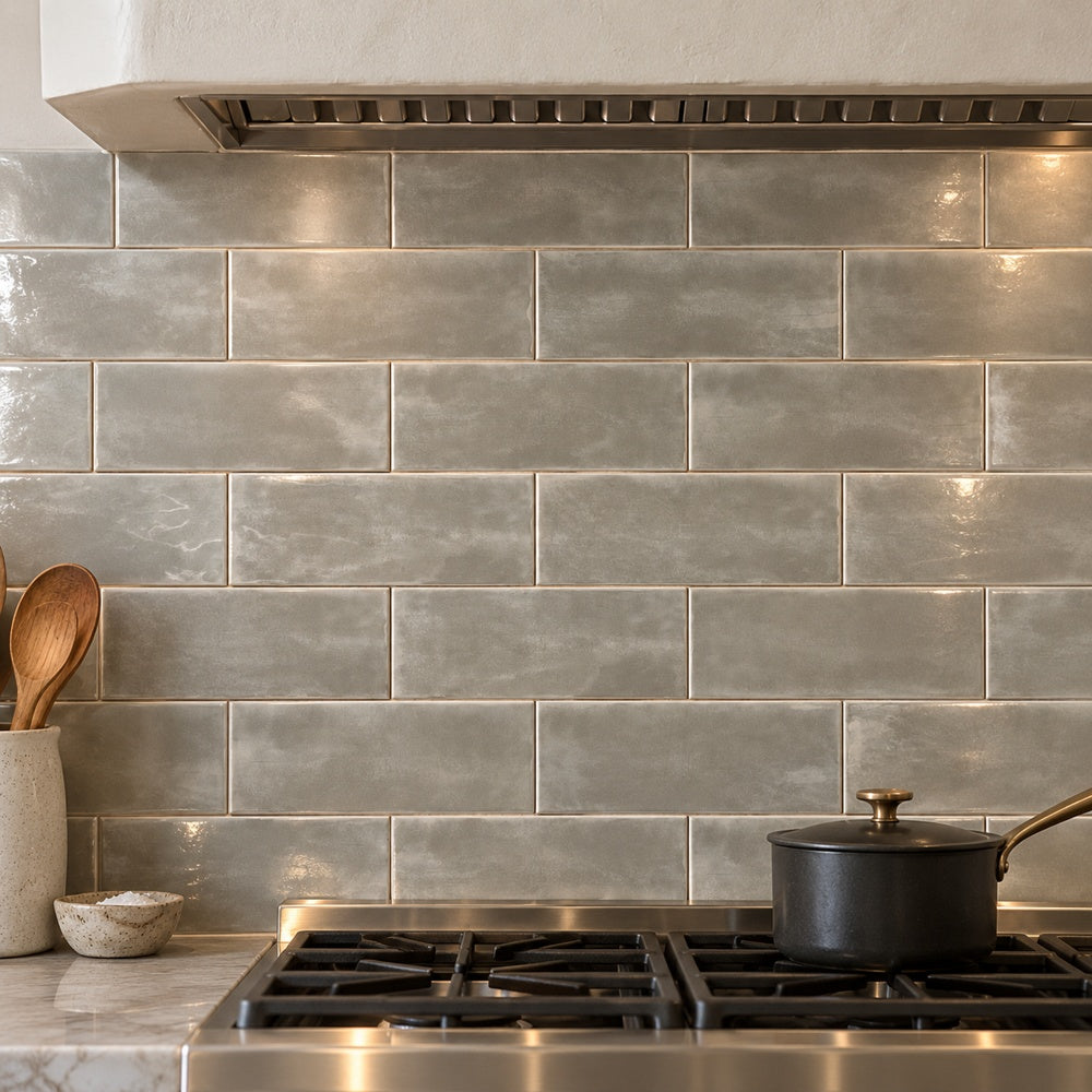 San Fran Taupe 4x10 Ceramic Tile Glossy — generated wall installation scene