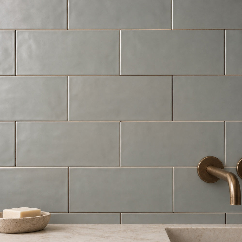 San Fran Taupe 4x10 Ceramic Tile Matte — generated wall installation scene