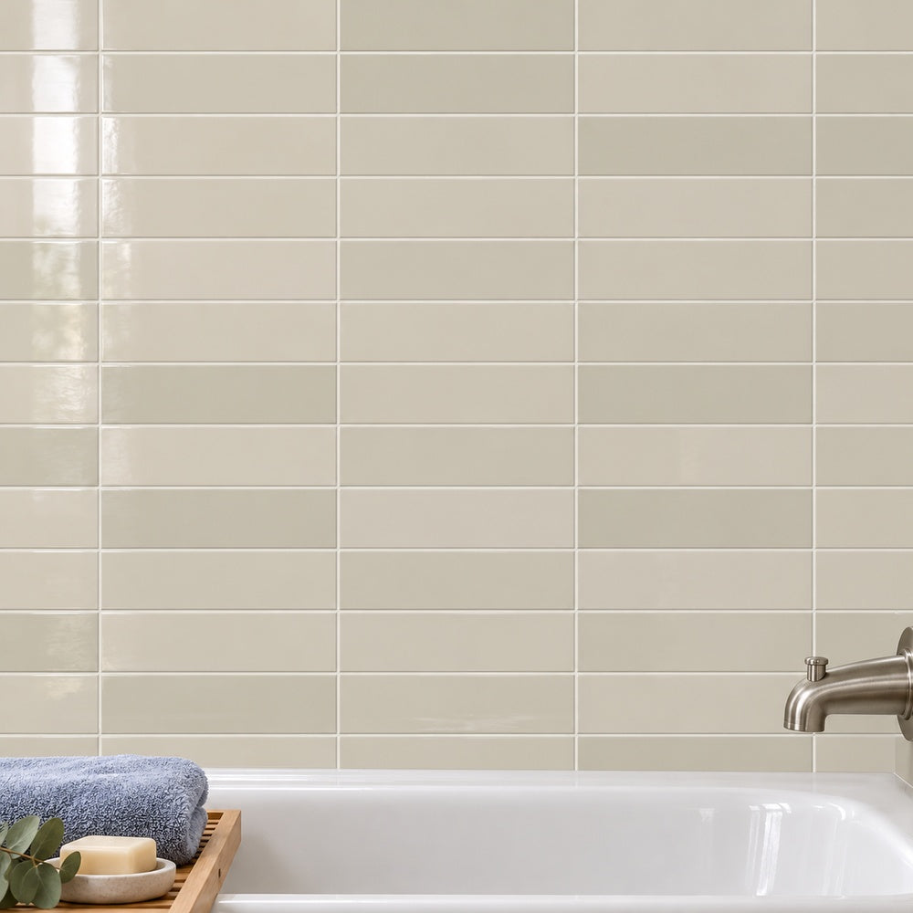 Camden Blanco 3x12 Glossy Ceramic Tile — generated wall installation scene