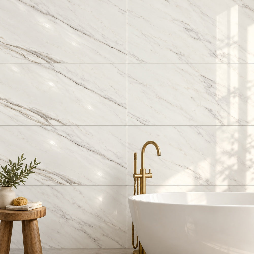 Celeste Superwhite 24x48 Polished Porcelain Tile — generated installation scene