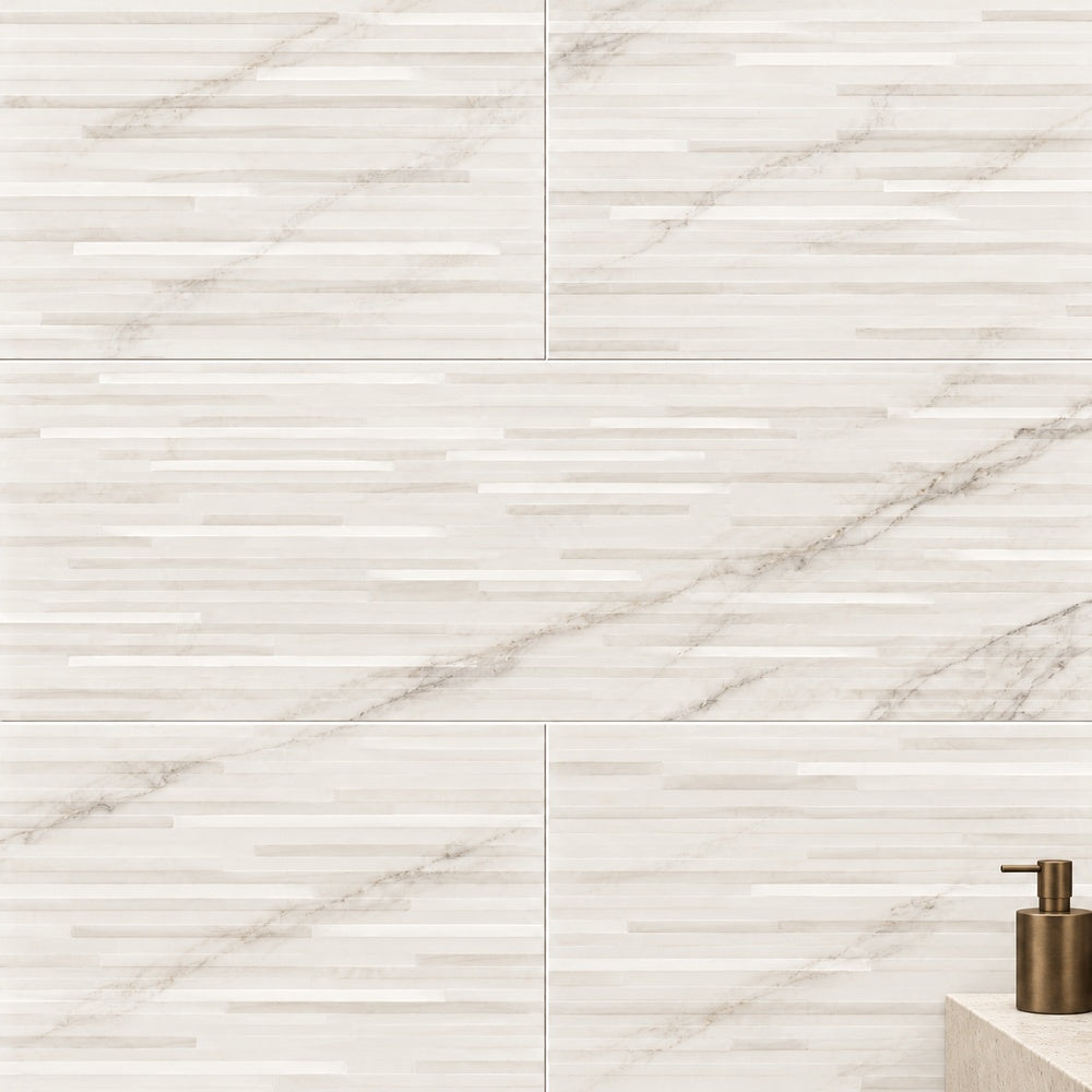 Celeste Carezza Lux 12x36 Matte Porcelain Tile — generated installation scene