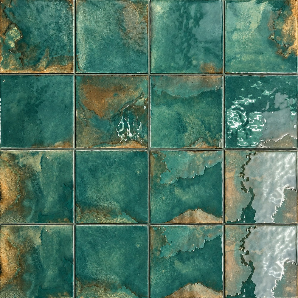 Portavina Esmeralda 4.5x4.5 Porcelain Tile installed close-up