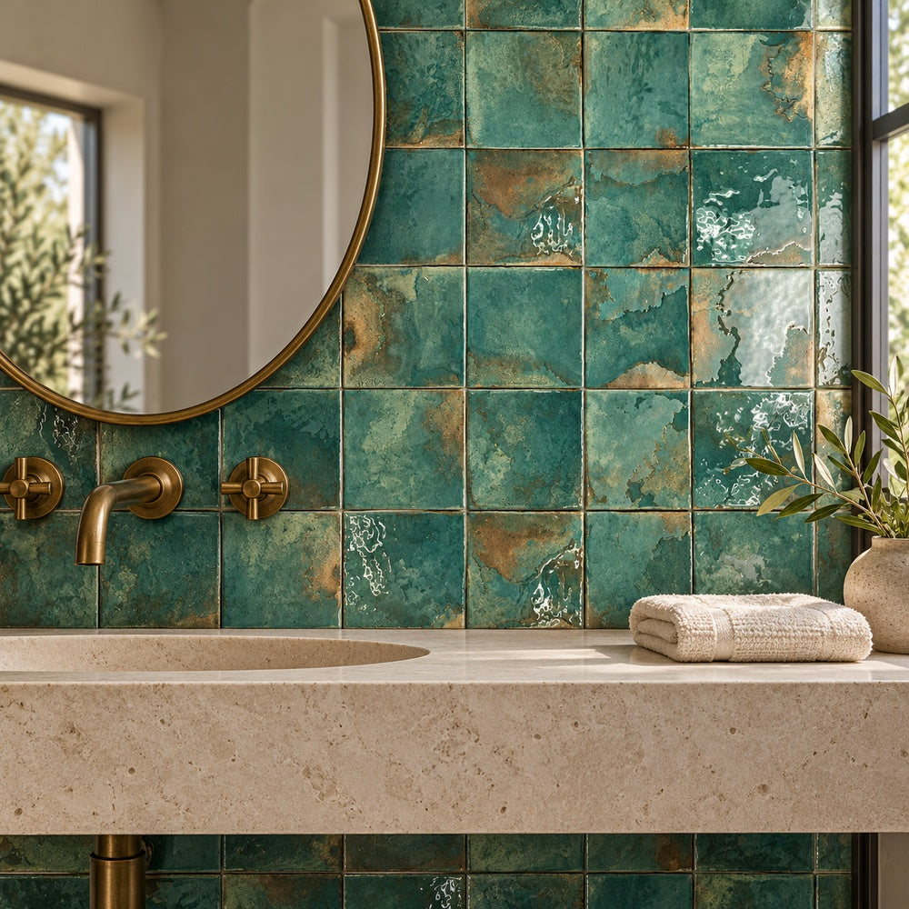 Portavina Esmeralda 4.5x4.5 Porcelain Tile room installation scene