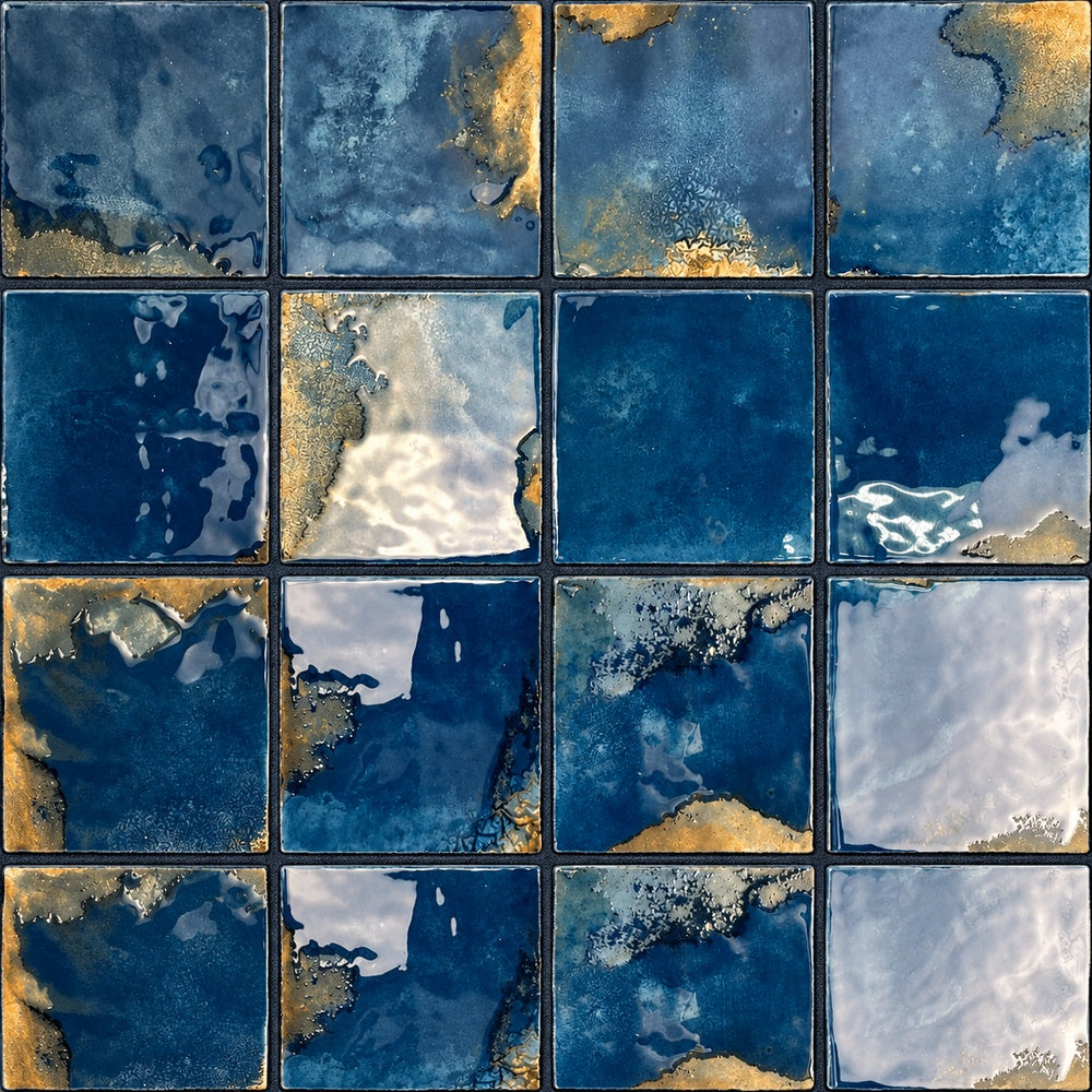 Portavina Marino 4.5x4.5 Porcelain Tile installed close-up