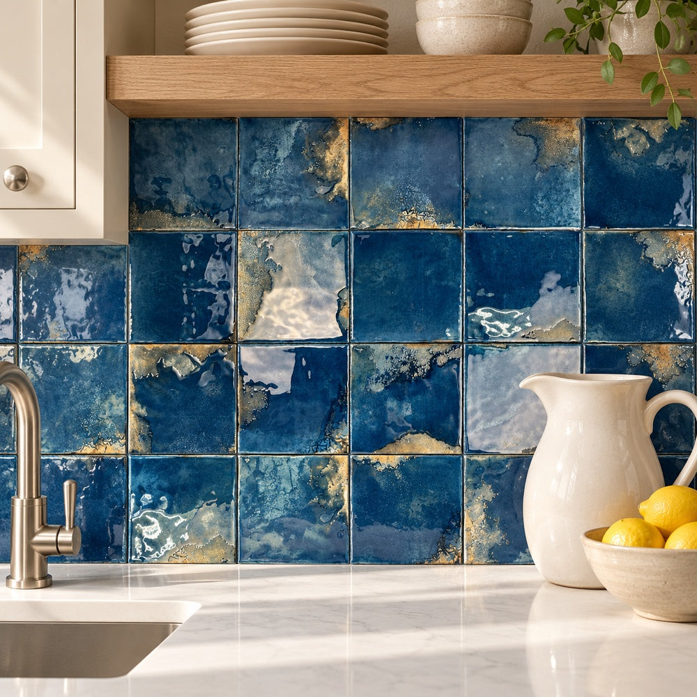 Portavina Marino 4.5x4.5 Porcelain Tile room installation scene