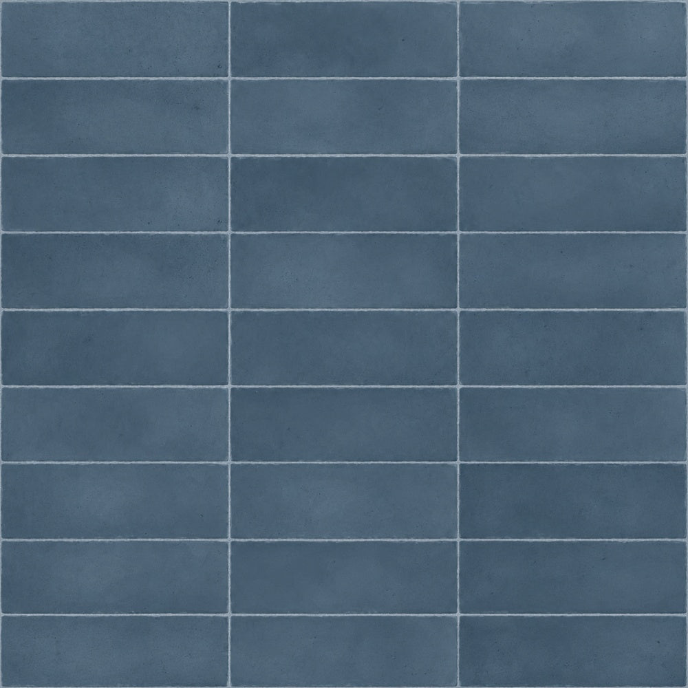 Milare Blu 3x9 Porcelain Tile installed close-up