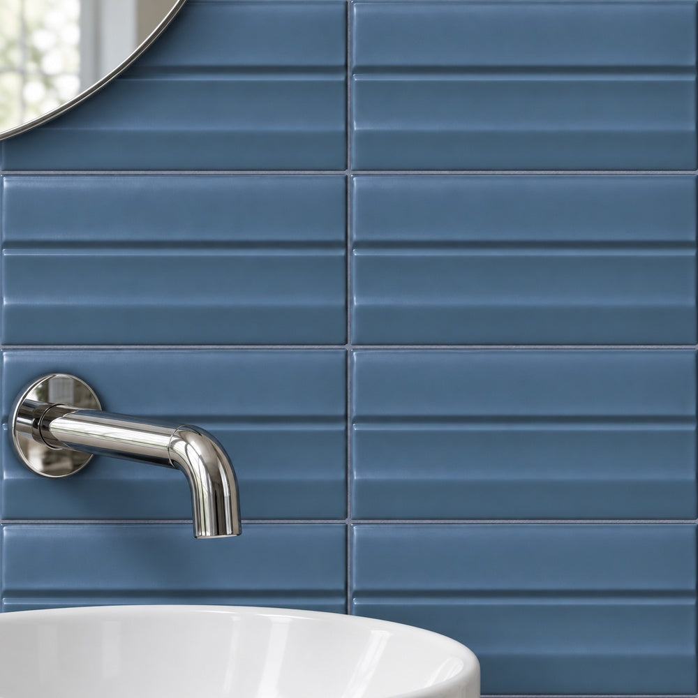 Milare Scala Blu 4.5x9 Porcelain Tile room installation scene