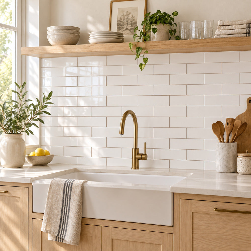 timeless ice white 2x8 ceramic tile room1