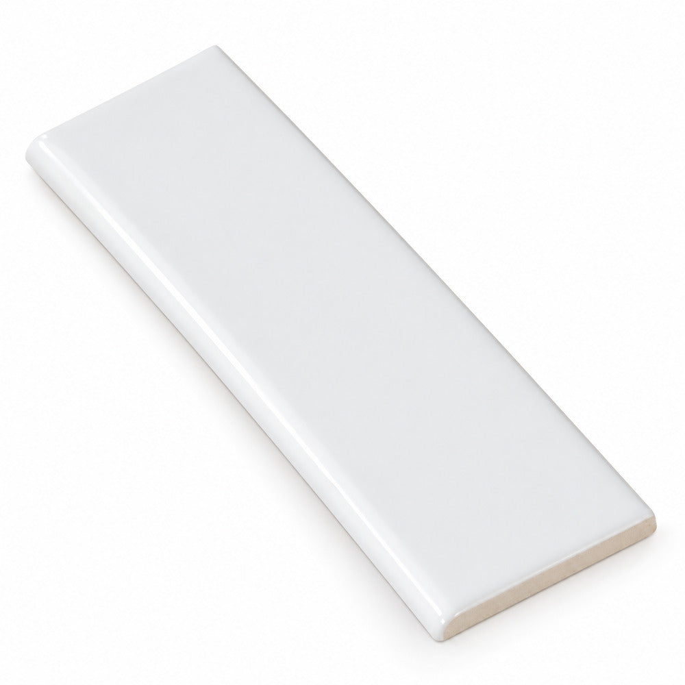 timeless ice white 2x8 surface bullnose ceramic tile single