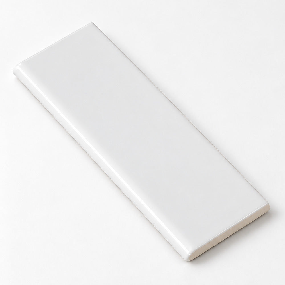 timeless ice white 3x12 surface bullnose ceramic tile single