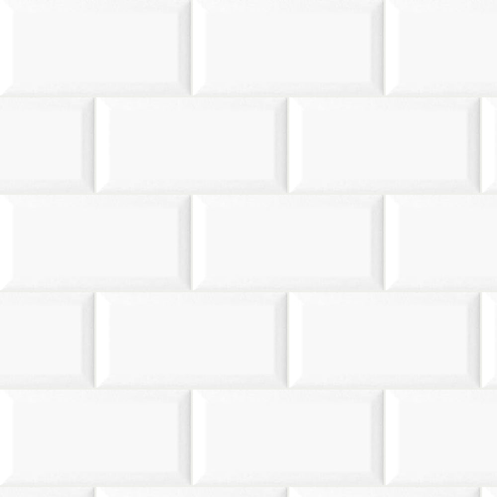 Timeless Ice White 3x6 Beveled Ceramic Tile Glossy close-up
