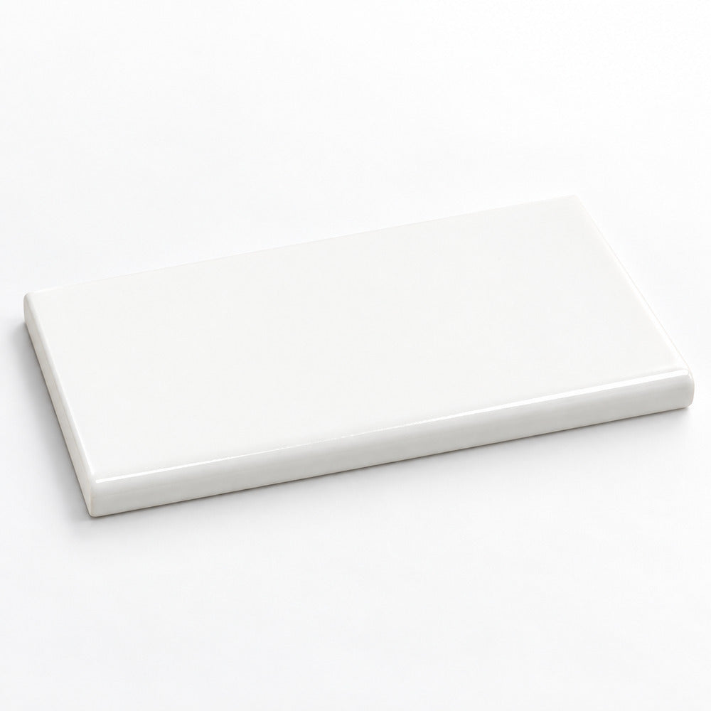 timeless ice white 3x6 long side bullnose ceramic tile single