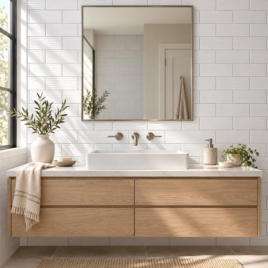 Timeless Ice White Wavy 4x10 Ceramic Tile
