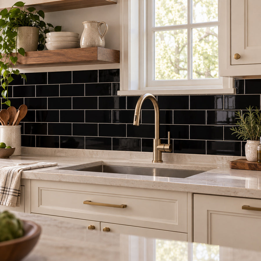 Timeless Jet Black 3x6 Ceramic Tile Glossy