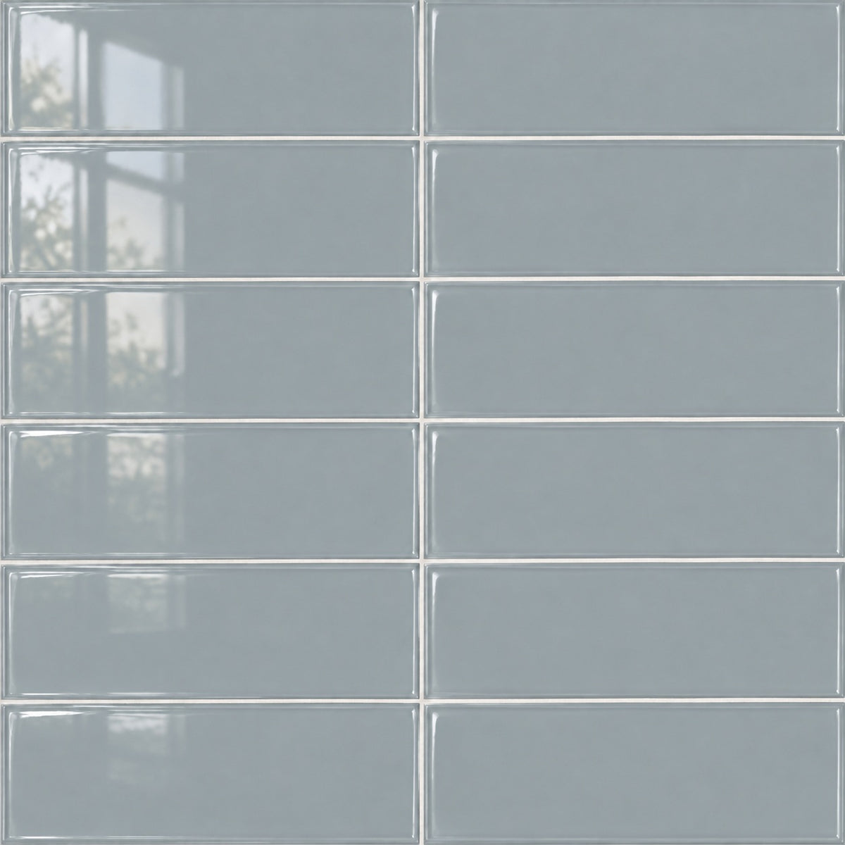 Timeless Mist 4x12 glossy ceramic tile — close-up visualization
