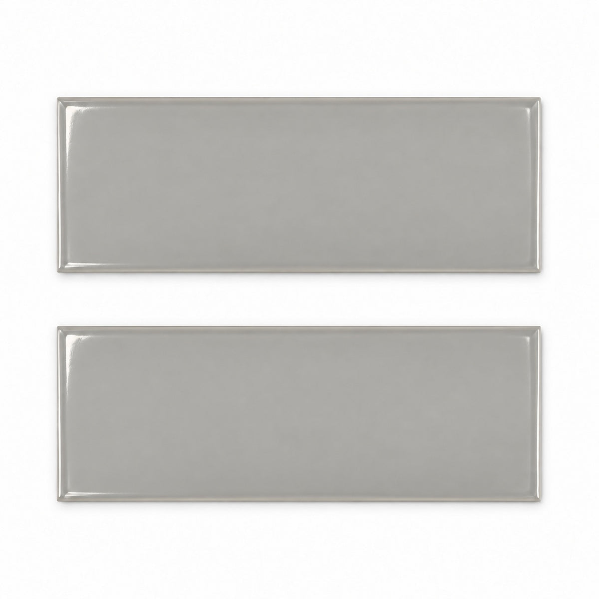 Timeless Neu Gray 4x12 glossy ceramic tile — studio product visualization