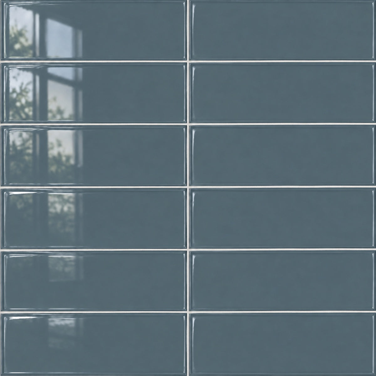 Timeless Petrol 4x12 glossy ceramic tile — close-up visualization