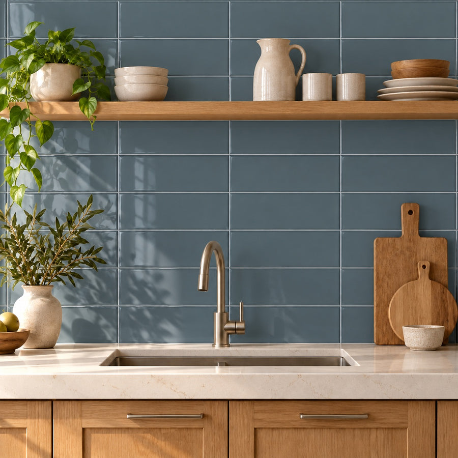 Timeless Petrol 4x12 Bright Ceramic Tile