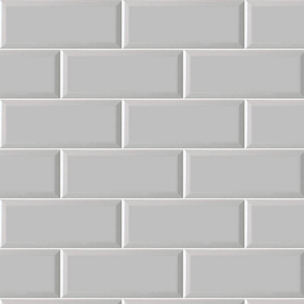 Timeless Soft Gray 4x10 Beveled Ceramic Tile Glossy close-up