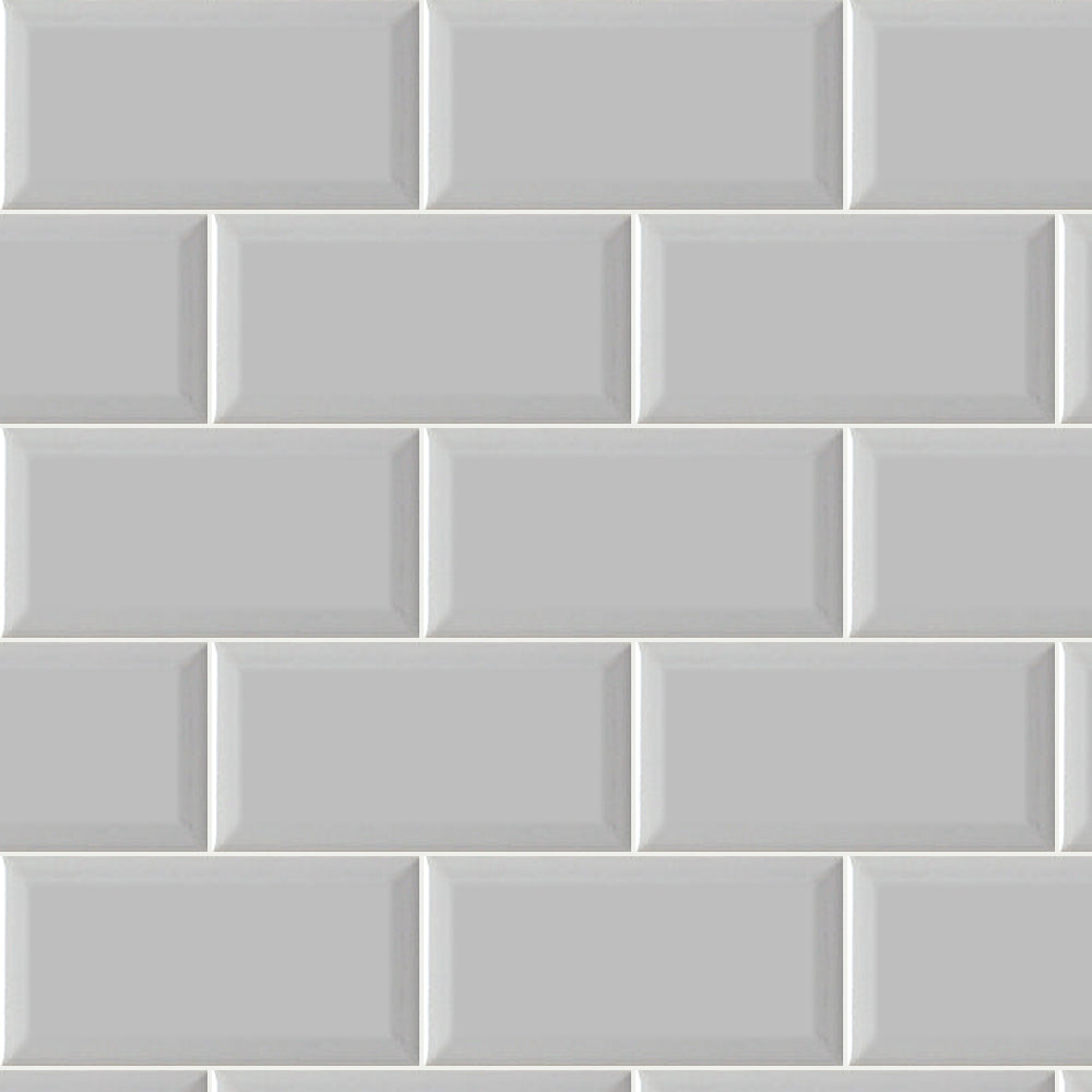 Timeless Soft Gray Beveled 3x6 Ceramic Tile Glossy close-up