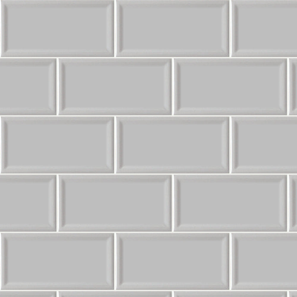 Timeless Soft Gray Reversed Beveled 3x6 Ceramic Tile close-up