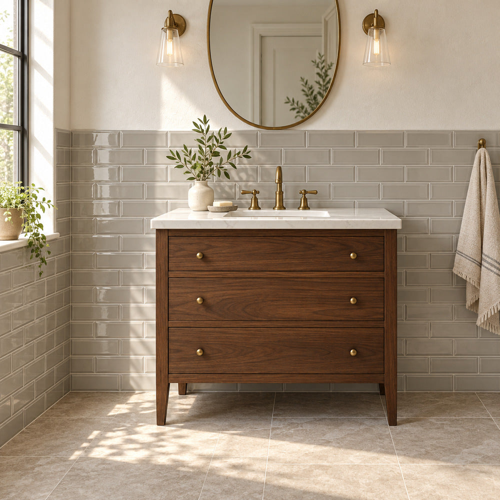 timeless soft gray reversed beveled 3x6 ceramic tile room1