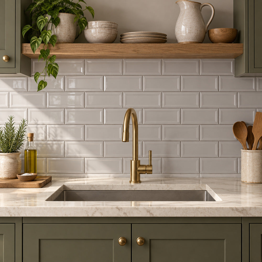 timeless soft gray reversed beveled 3x6 ceramic tile room2