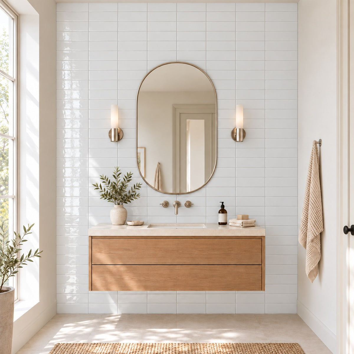 Timeless White Ice 4x12 Bright Ceramic Tile — bathroom room visualization