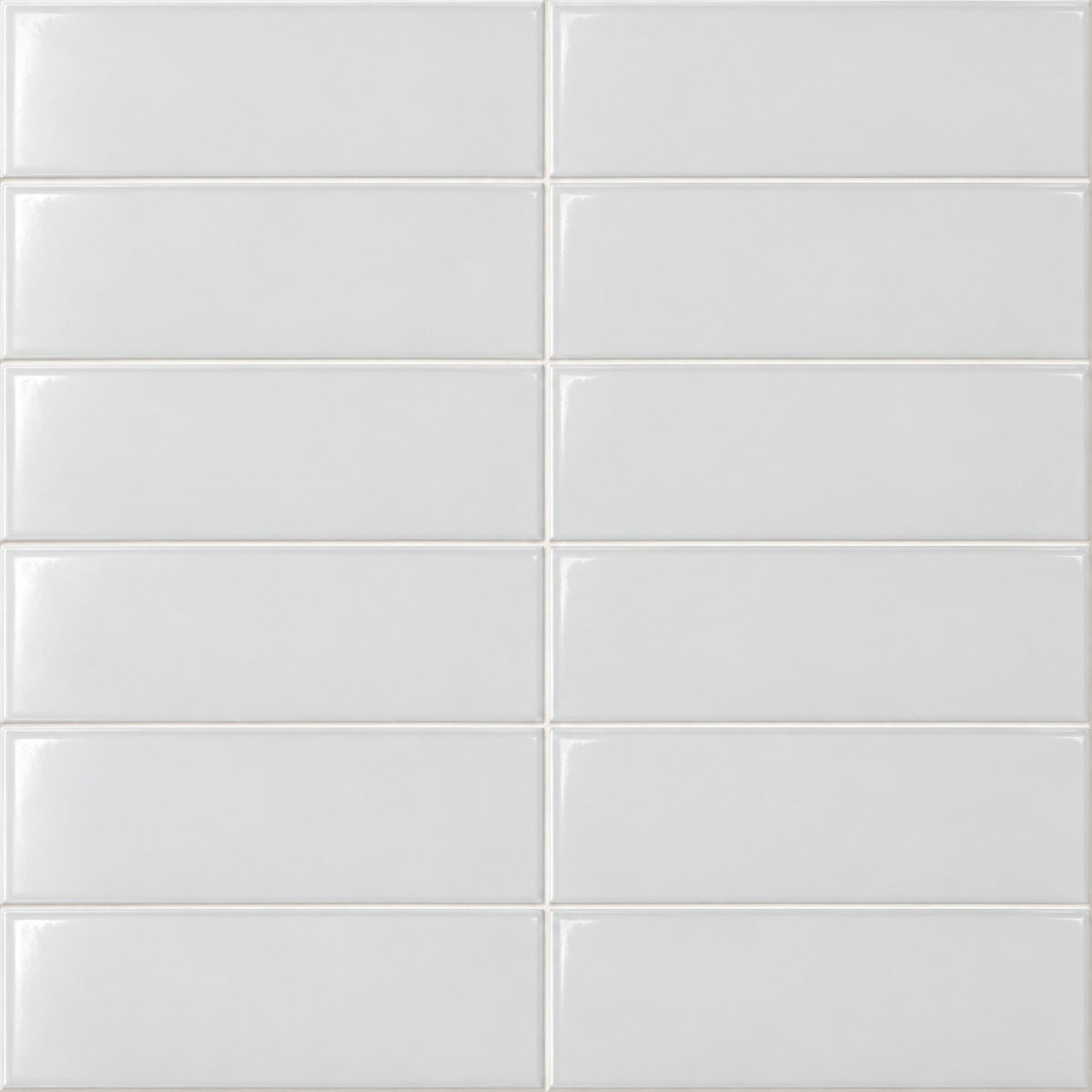 Timeless White Ice 4x12 Bright Ceramic Tile — close-up visualization