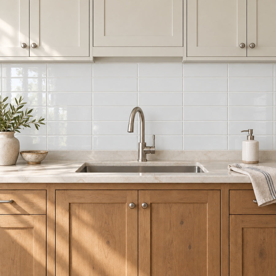 Timeless White Ice 4x12 Bright Ceramic Tile