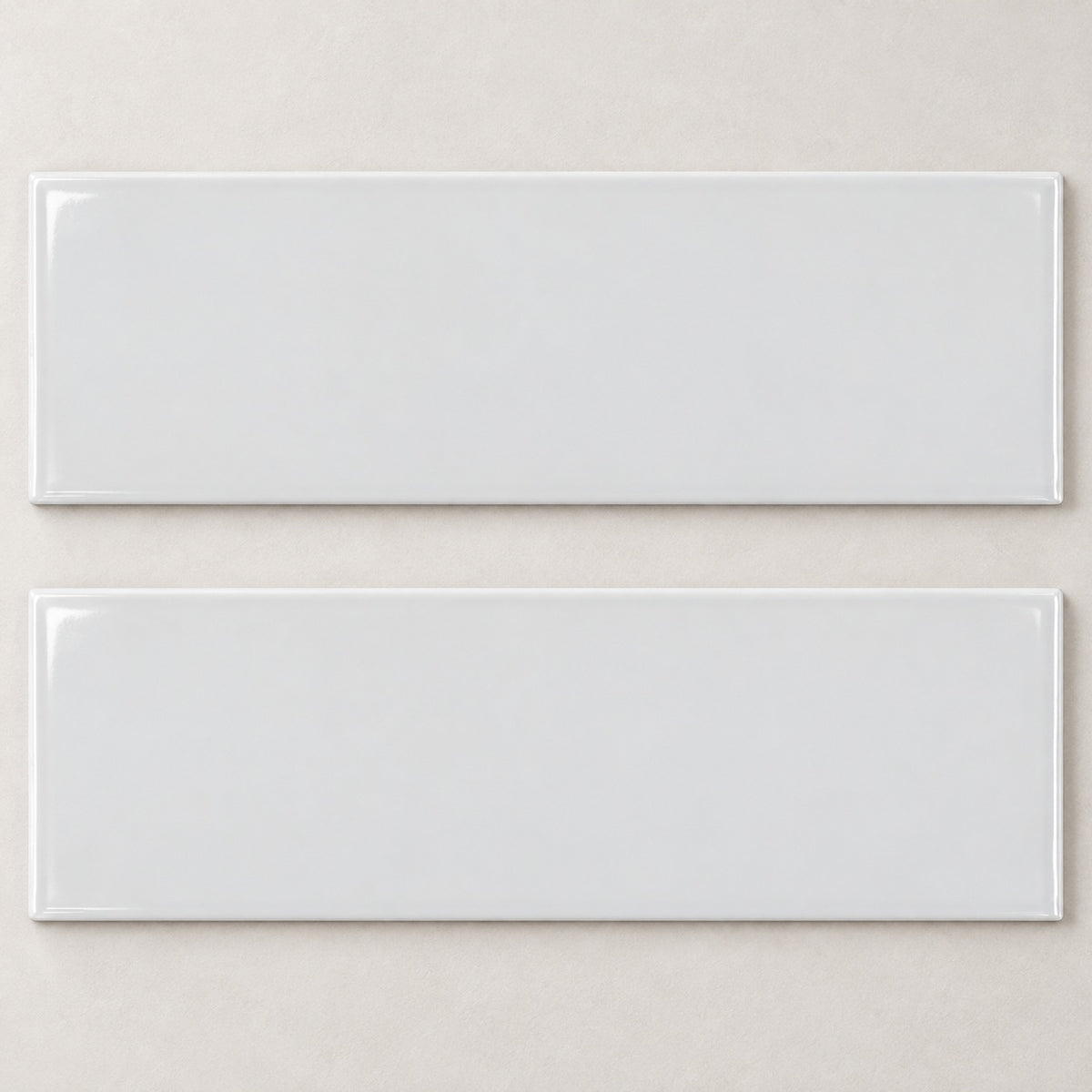 Timeless White Ice 4x12 Bright Ceramic Tile — studio product visualization