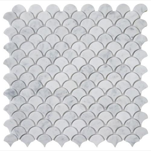 Carrara White Scallop Mosaic (Polished/Honed)